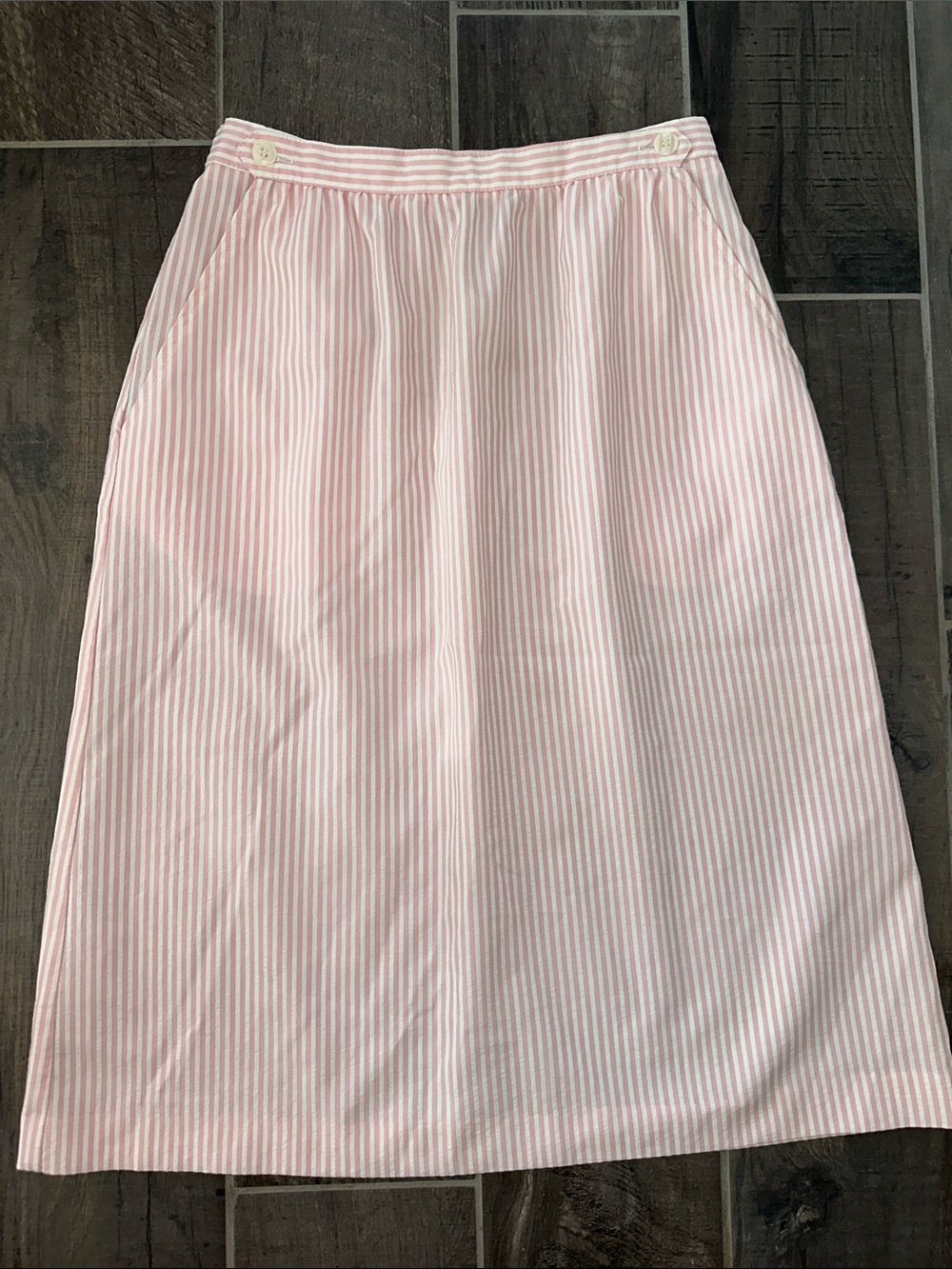 Vintage Pink Seersucker A-Line Skirt